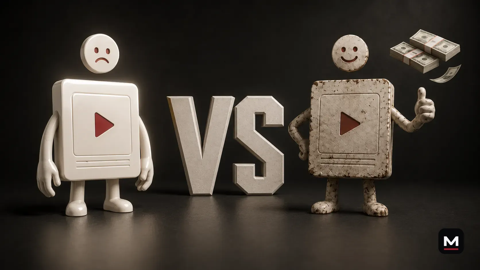 A polished but ineffective video compared with a rougher video that earns approval and business value.